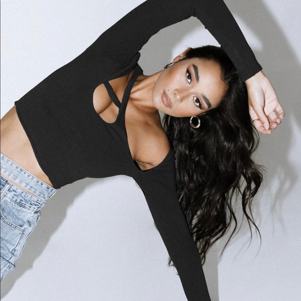 princess polly adriana black cutout long sleeve